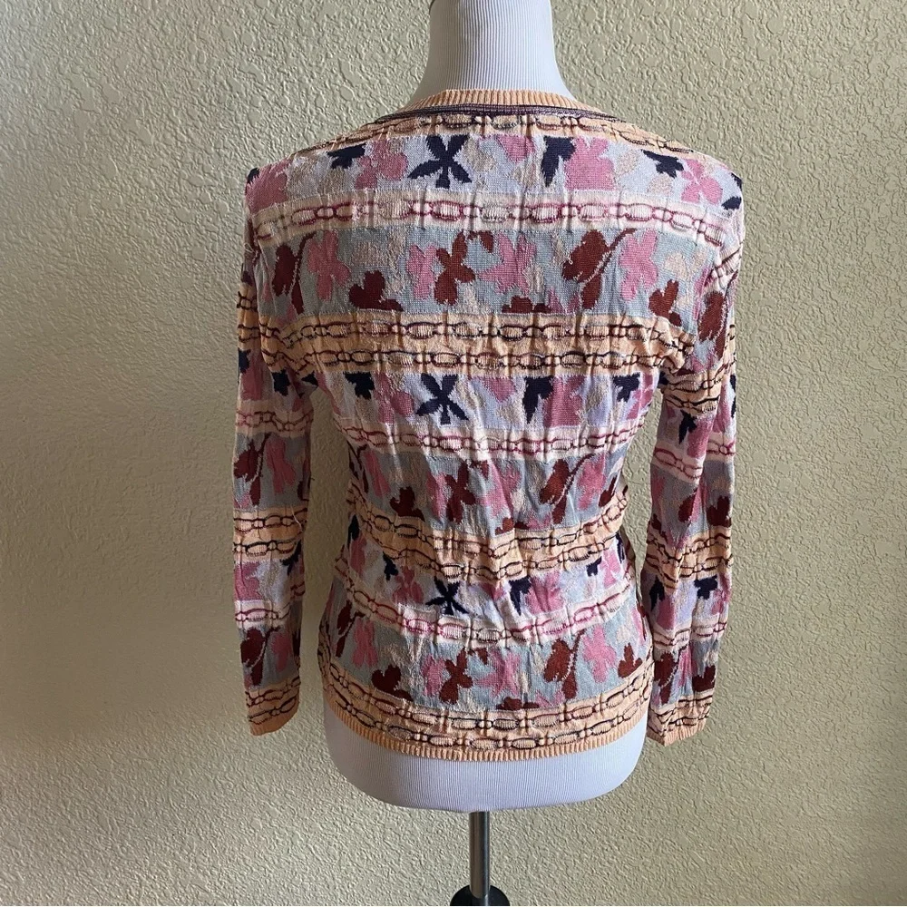 Missoni Made In Italy Knit Cardigan Sweater Button Down Tight Multicolor: